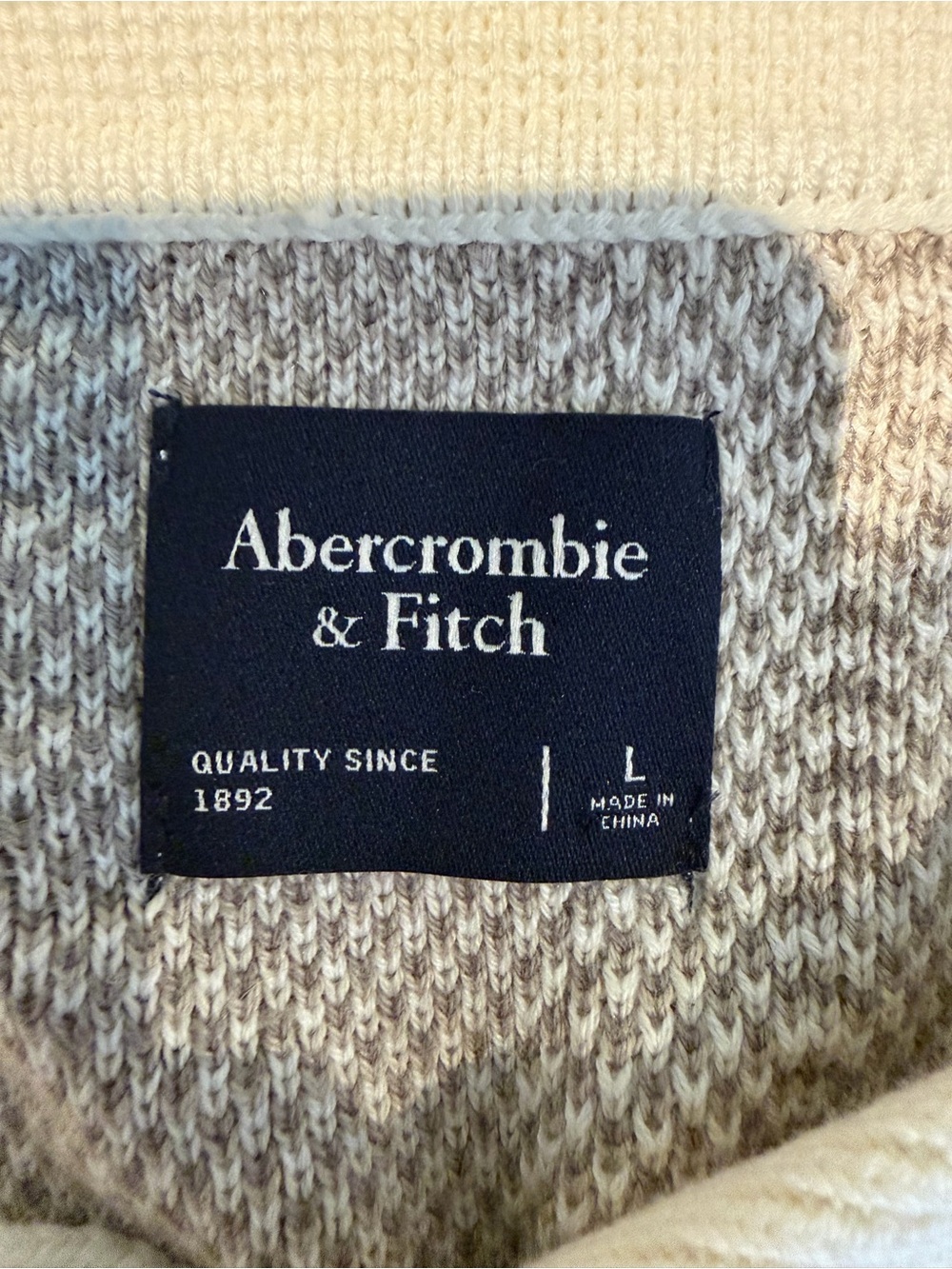 Abercrombie & Fitch Cream and Taupe Knit Polo - Picture 3 of 3